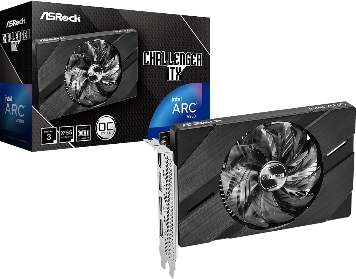 ASRock Intel ARC A380 Challenger: The Arc A380 isn't for gaming—it’s for obliterating video streams. With support for H.264, HEVC, and full AV1 hardware enco…
